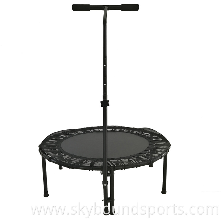 40inch Foldable Mini Trampoline Exercise Workout Rebounder Trampoline with 3 Level Adjustable Handle, Bounce Pro Trampoline